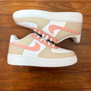 Nike Airforce One Custom Coral and Tan | Womens 8.5 or Youth 7